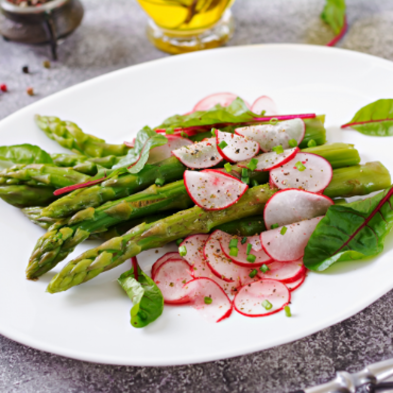 Section 5 Cooked Asparagus with radish and chard